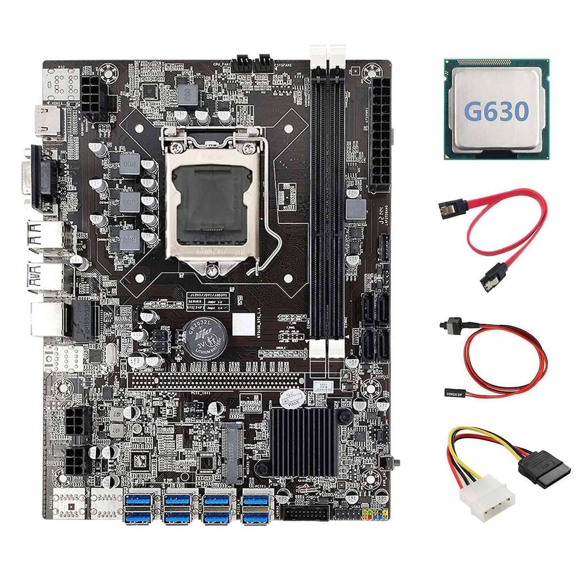 B75 Eth Mining Motherboard 8xpcie to Usb+g630 Cpu Lga1155 Motherboard
