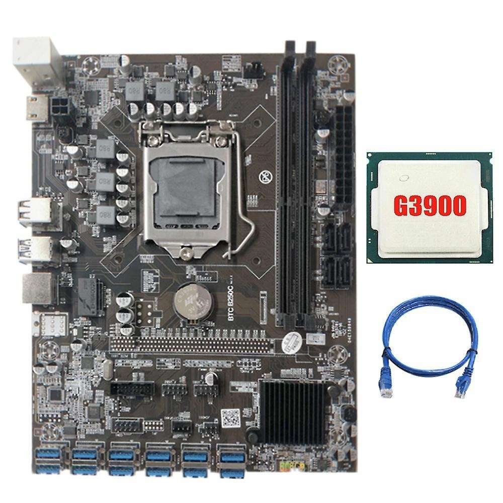 B250c Mining Motherboard with G3900 Cpu+rj45 Cable 3 Meters for Btc