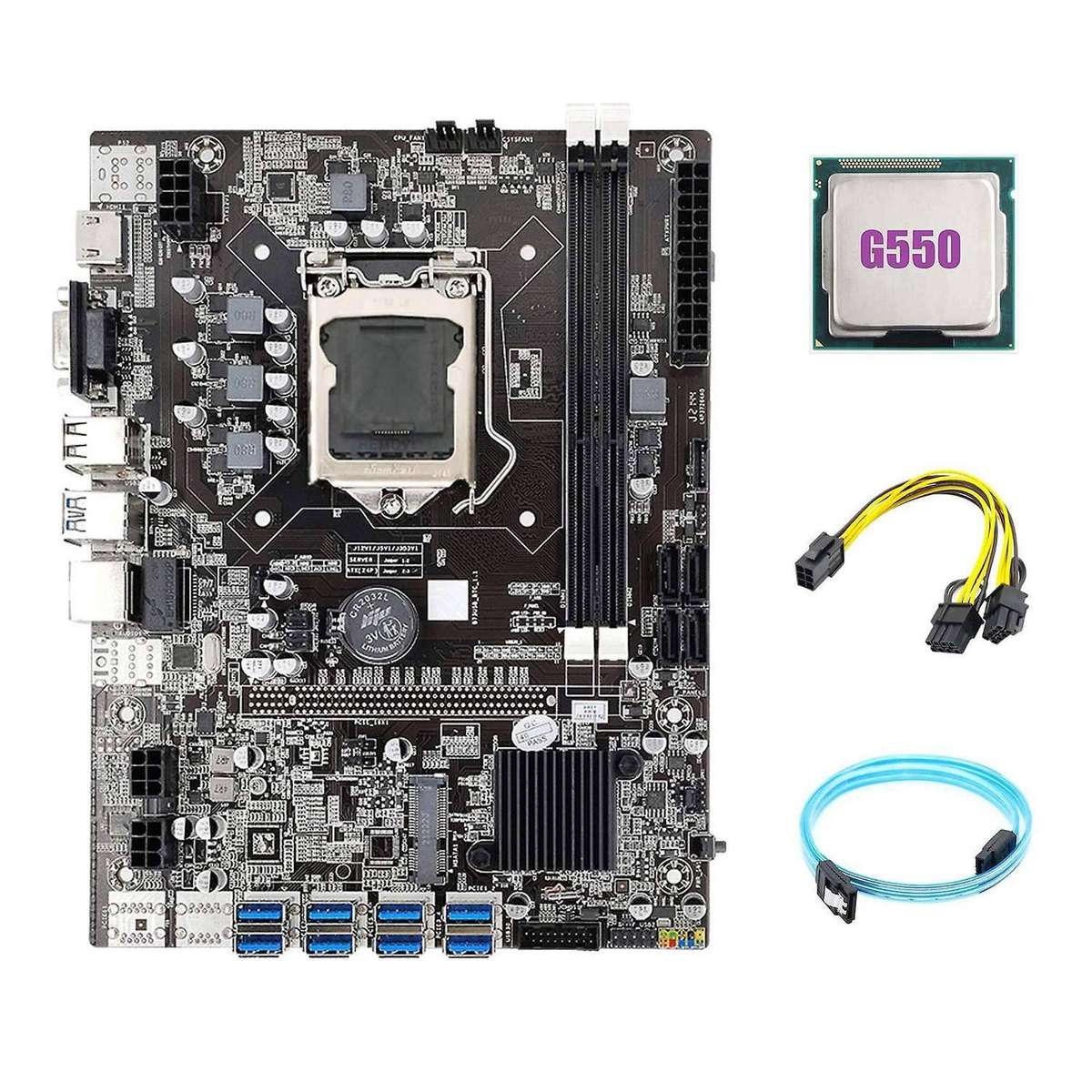 B75 Eth Mining Motherboard 8xpcie to Usb+g550 Cpu+sata3.0 Serial Port