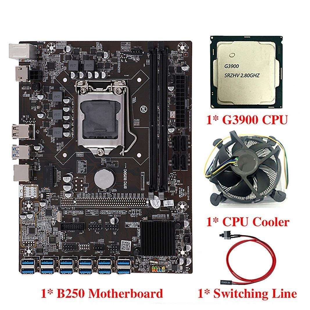 B250c Btc Mining Motherboard with G3900 Cpu+cooling Fan+switch Cable