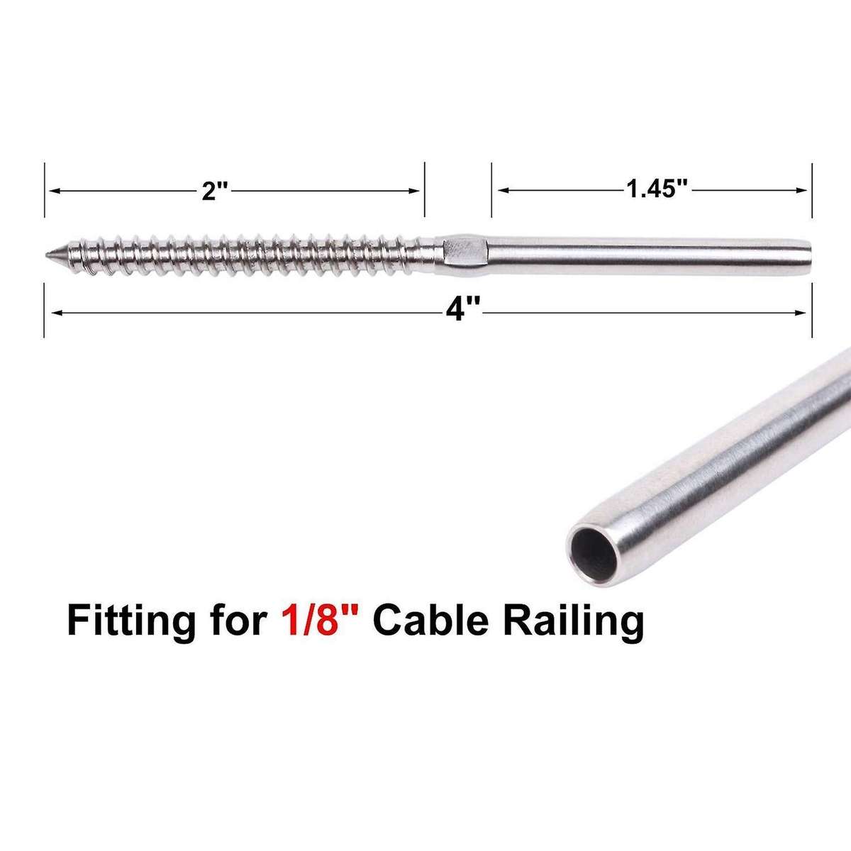 60 Pairs Swage Lag Screws Left & Right for 1/8 Inch Cable Railing