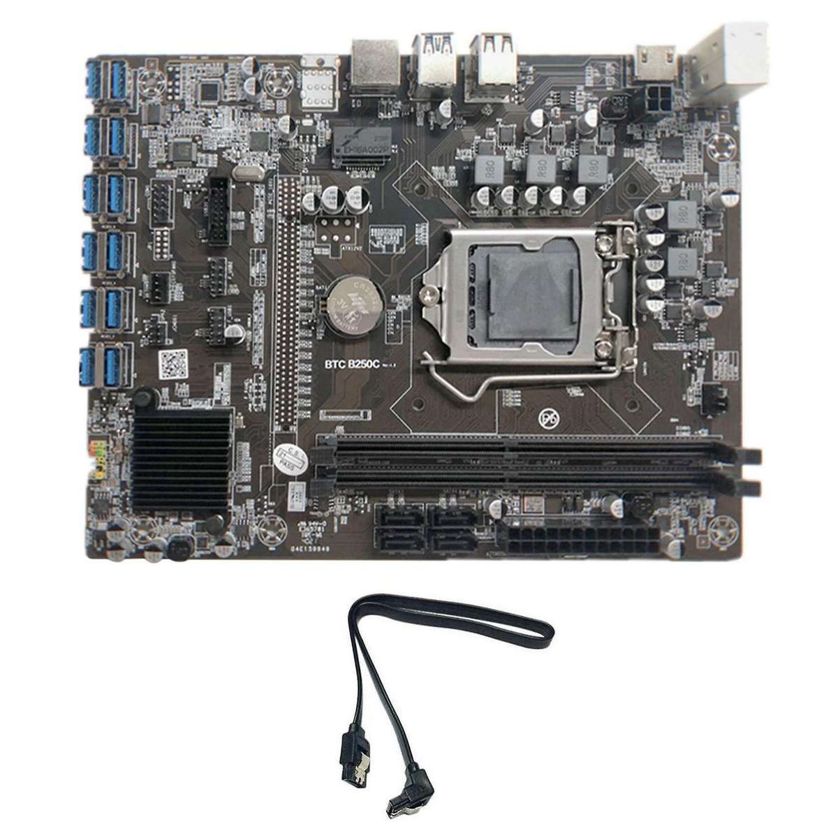 B250c Btc Mining Motherboard with Sata Cable 12xpcie to Usb3.0