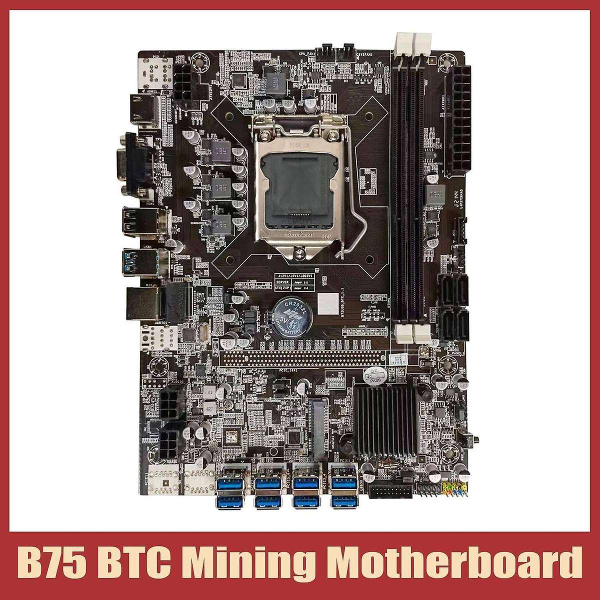 B75 Btc Mining Motherboard Lga1155 8xpcie Usb Adapter Support 2xddr3