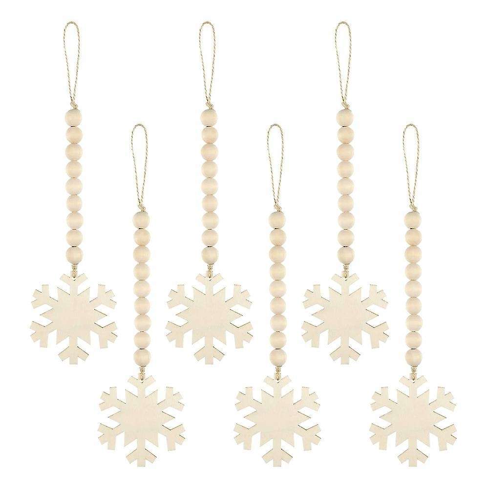 6 Pcs Christmas Tree Hanging Wooden Bead Garlands for Christmas Party