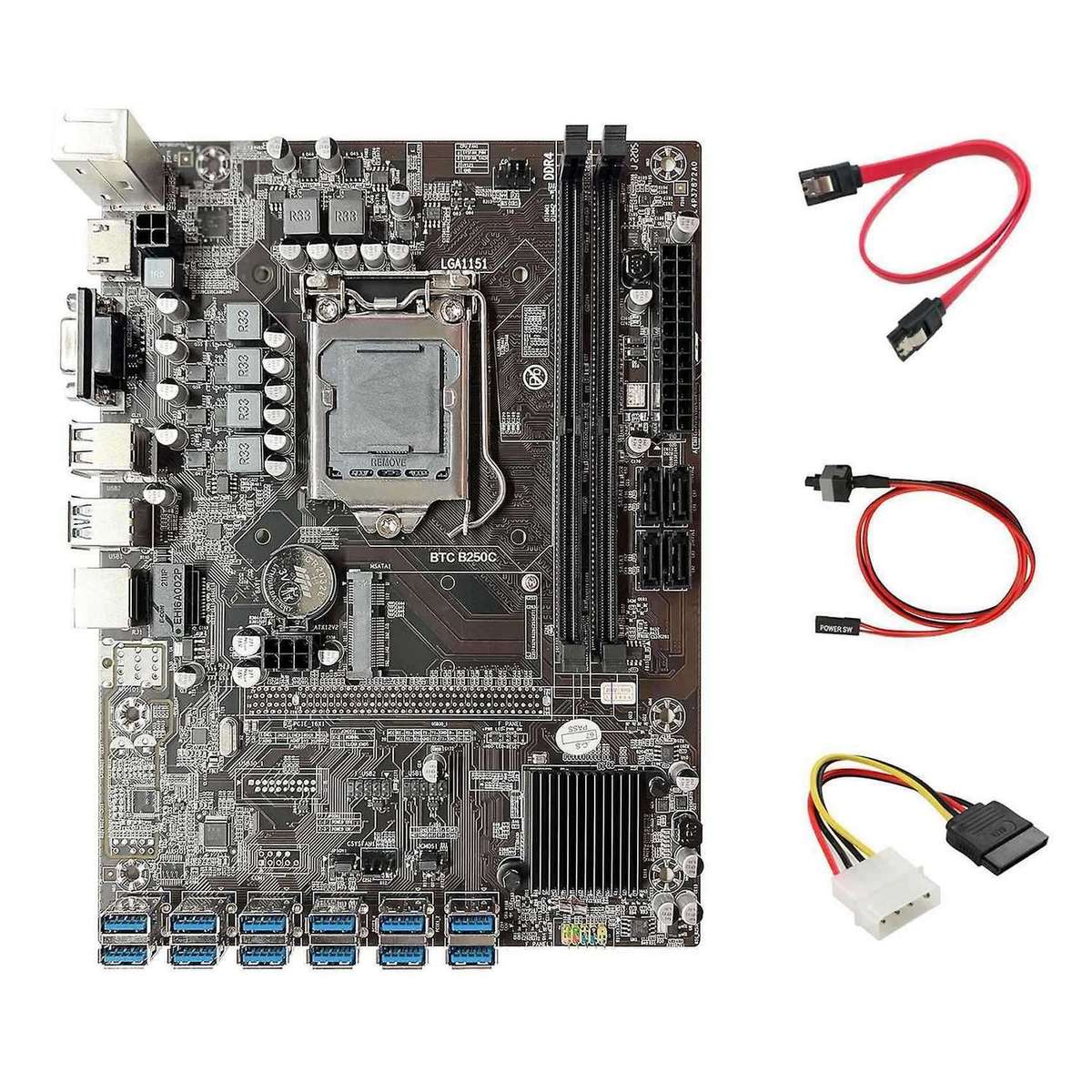 Eth Miner Motherboard+sata Cable+switch Cable+4pin Ide to Sata Cable