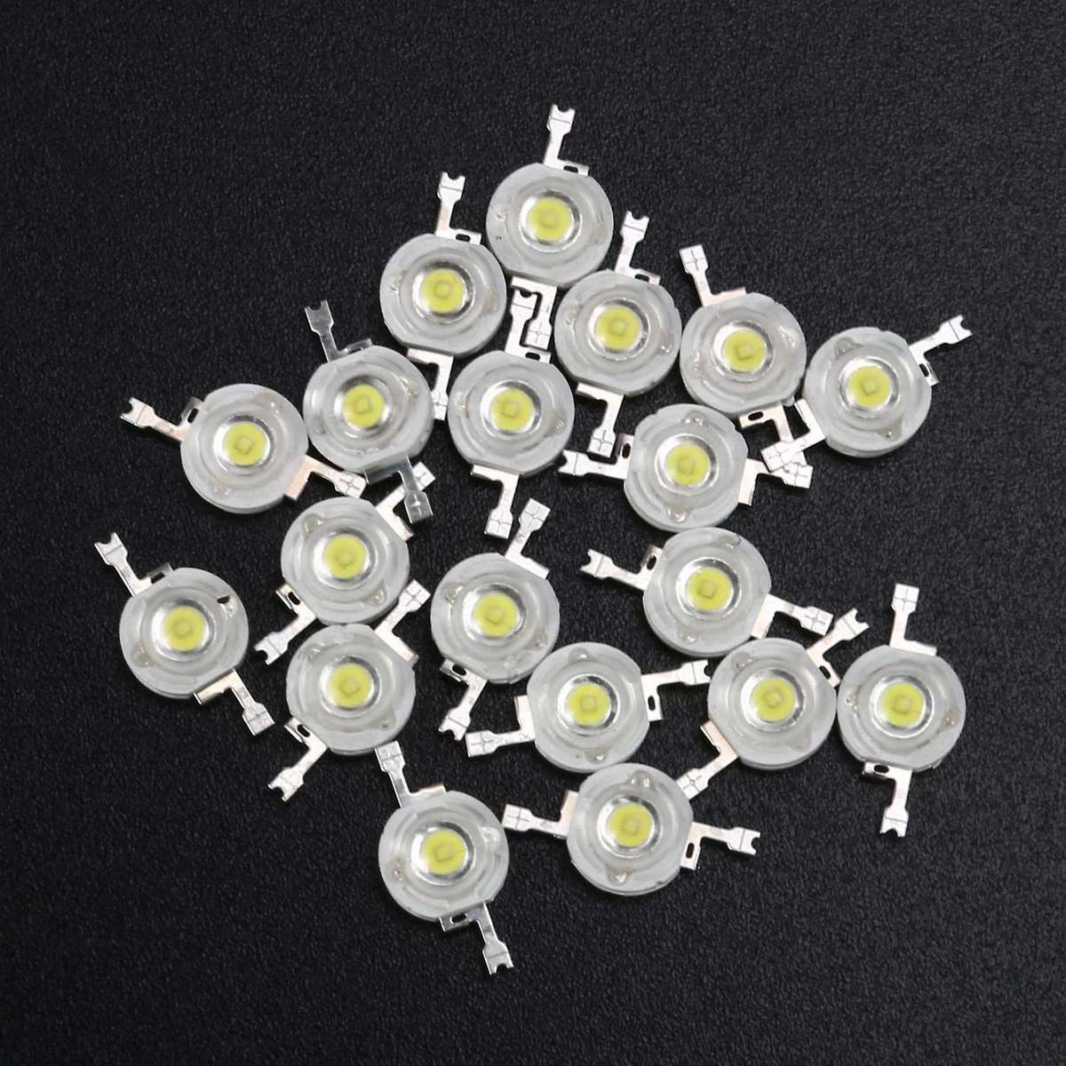 20 Pcs High Power 2 Pin 3w White Led Bead Emitters 170-190lm 6000k