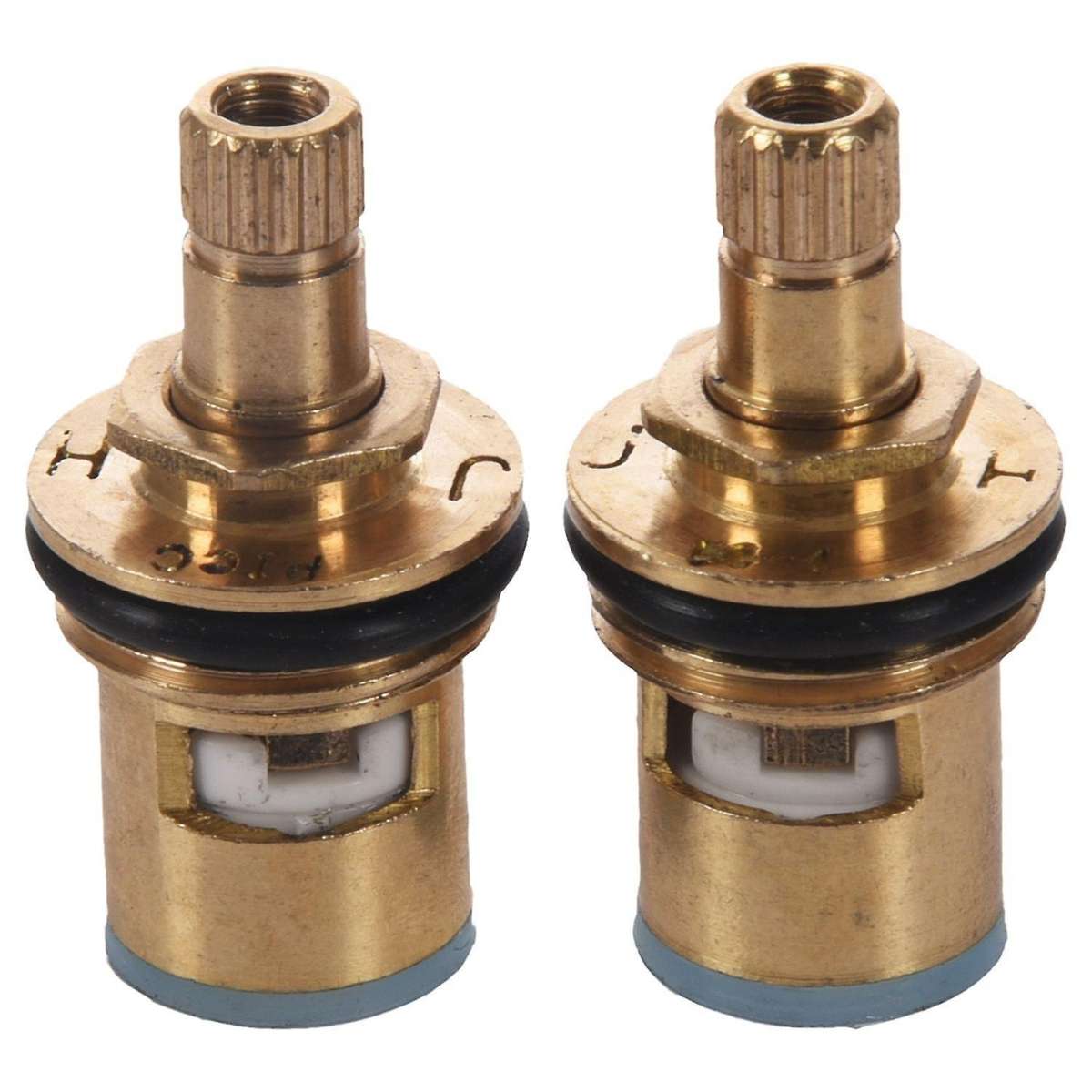 2 Pcs 1/2" 20 Teeth Ceramic Disc Turn Valve Replacement Hot Cold