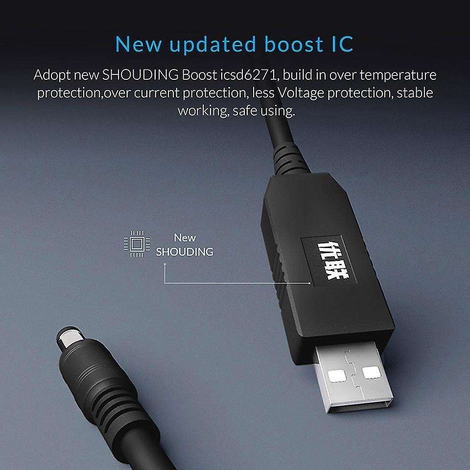 Unnlink 1m Dc 5v to 12v 0.8-1a Usb to Dc 5.5x2.1mm Cable