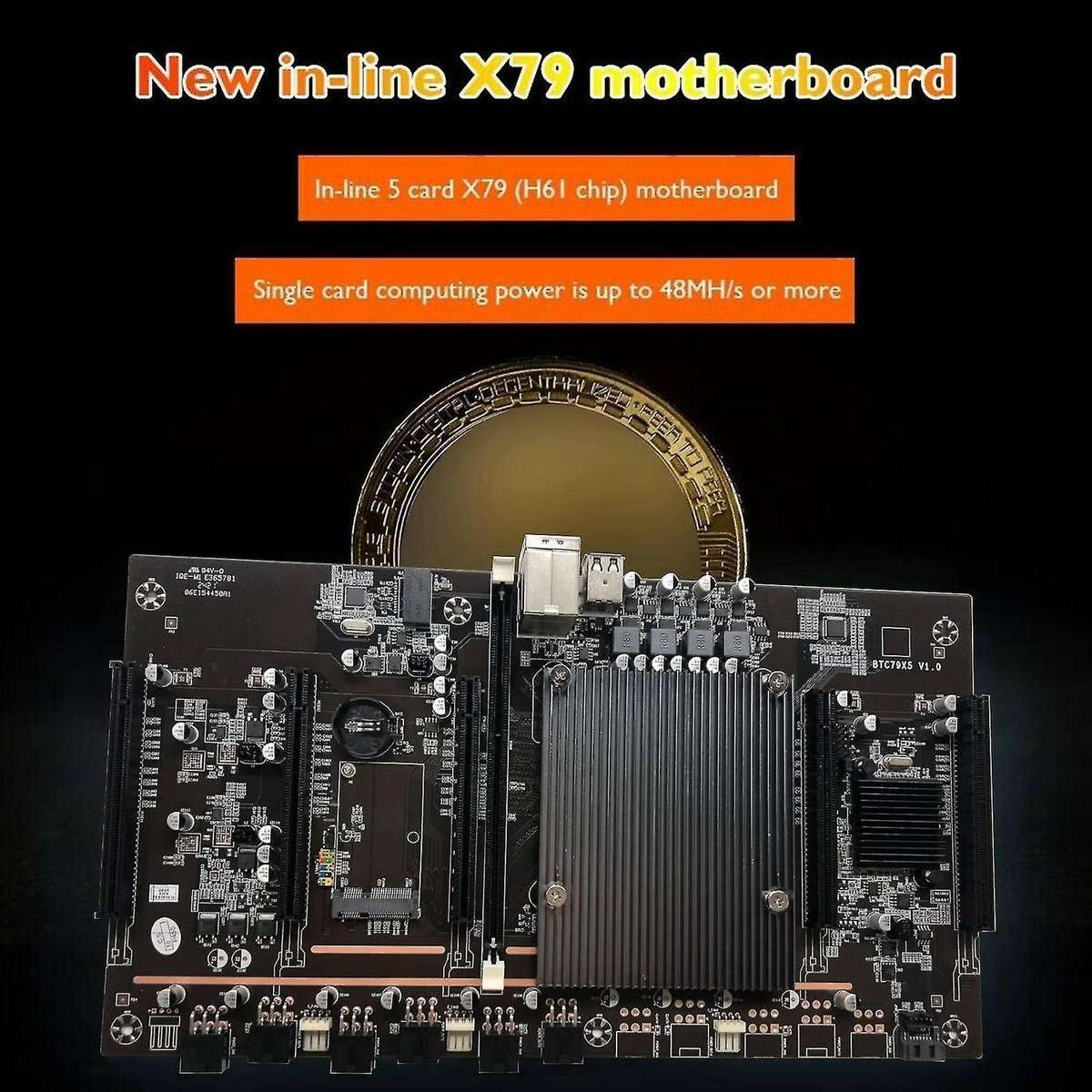 H61 X79 Btc Mining Motherboard with E5 2630 V2 Cpu 5x Pci-e 8x Lga