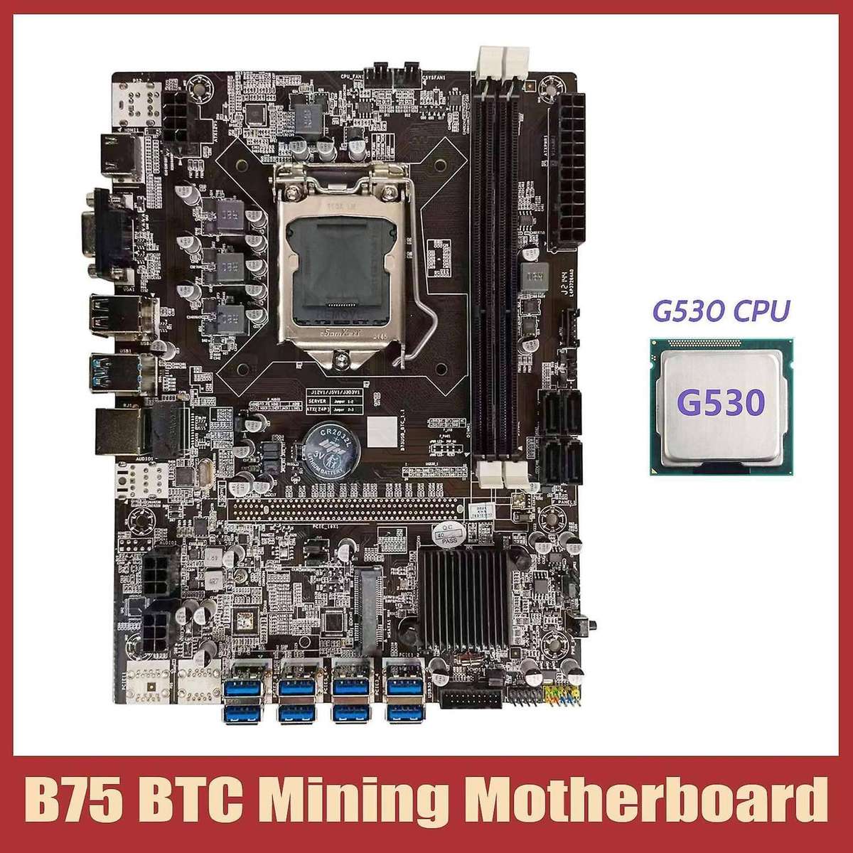B75 Btc Mining Motherboard+g530 Cpu Lga1155 8xpcie Usb Adapter