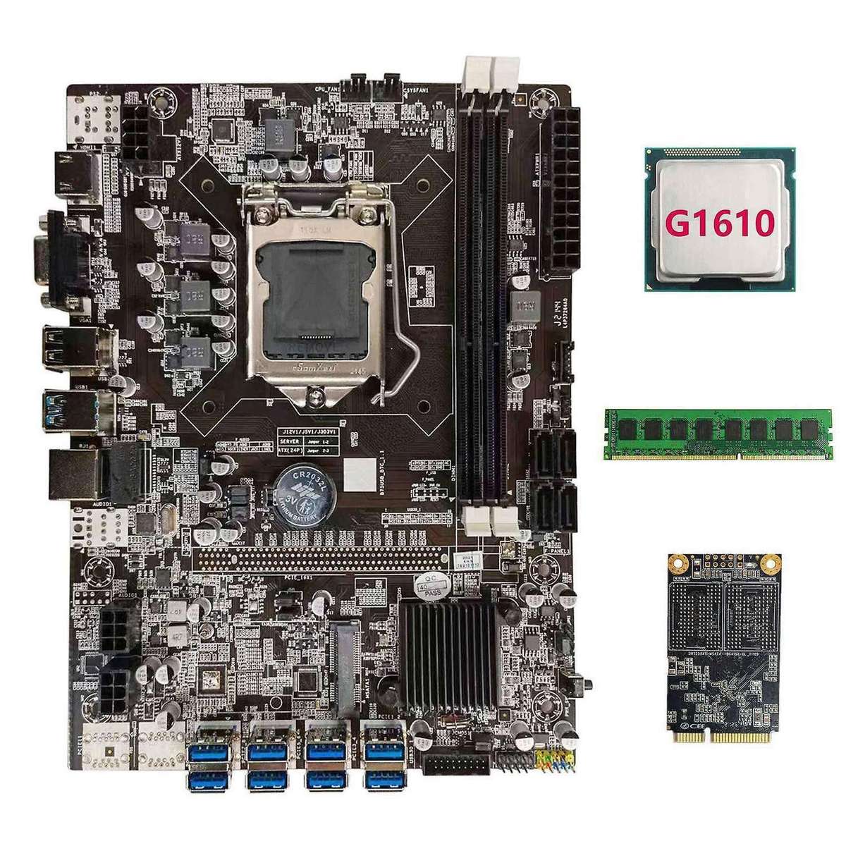 B75 Usb Btc Mining Motherboard+g1610 Cpu+ddr3 4gb 1600mhz Ram