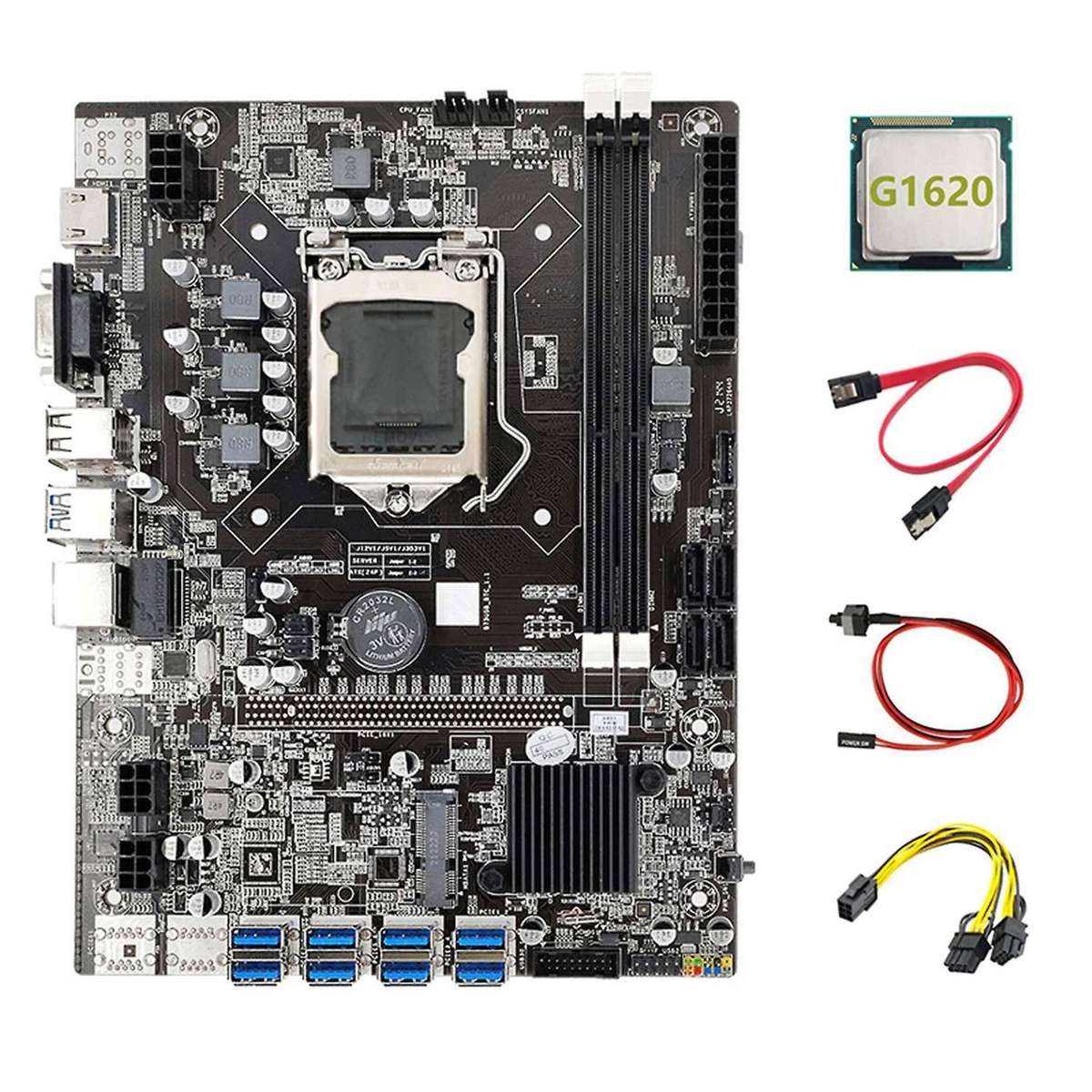 Motherboard+g1620 Cpu+6pin to Dual 8pin Cable+sata Cable+switch Cable