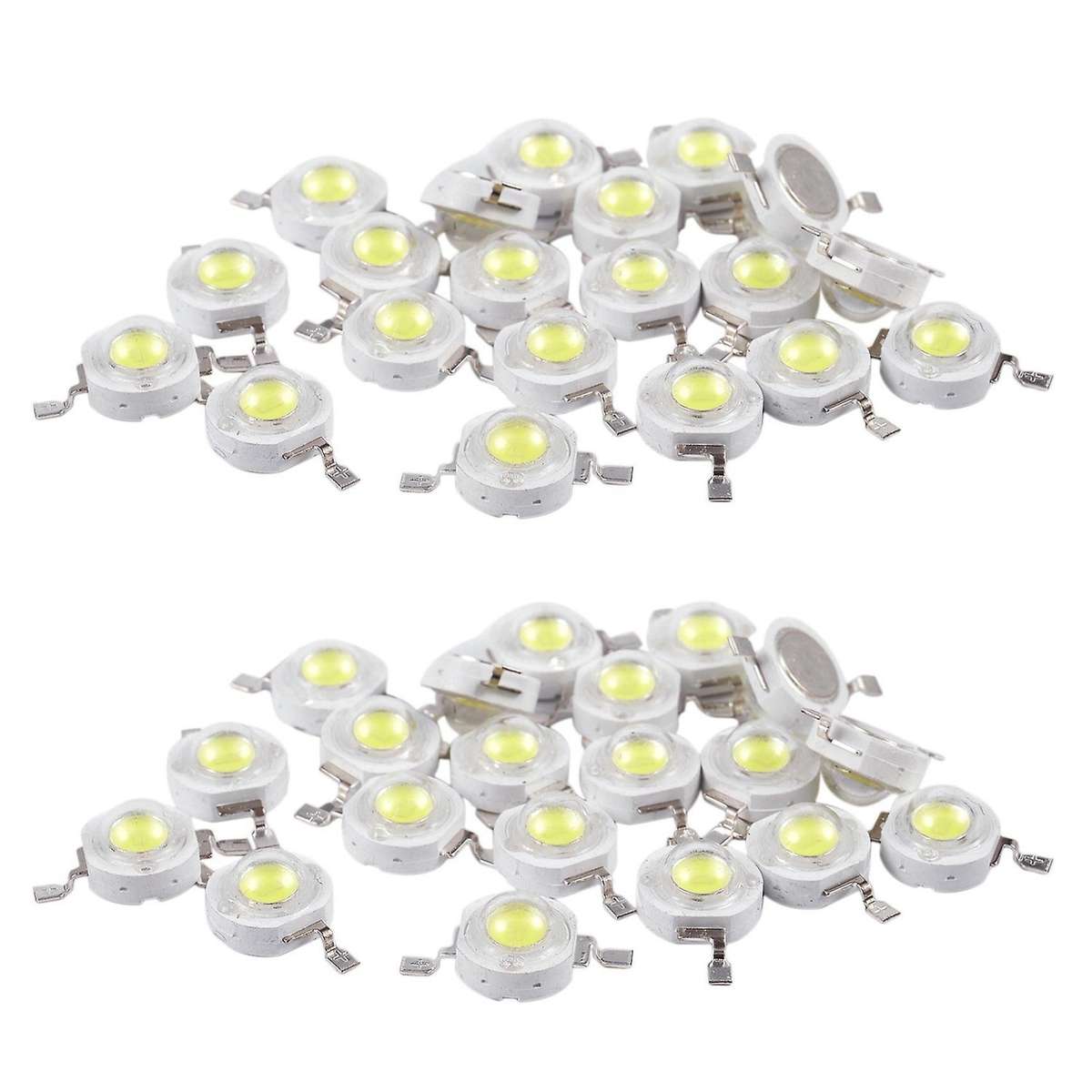 20 Pcs High Power 2 Pin 3w White Led Bead Emitters 170-190lm 6000k
