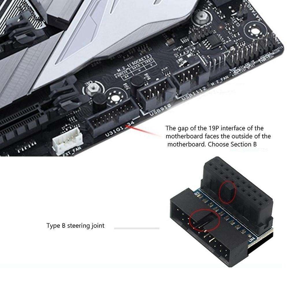 Black Usb 3.0 20pin Male to Female L Turn Right Angle Power Adapter