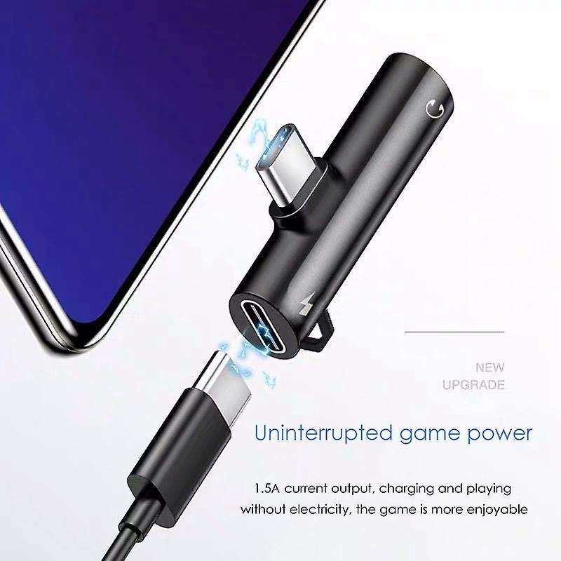Type-c Audio Adapter 2-in-1 3.5mm Round Hole Earphone Converter