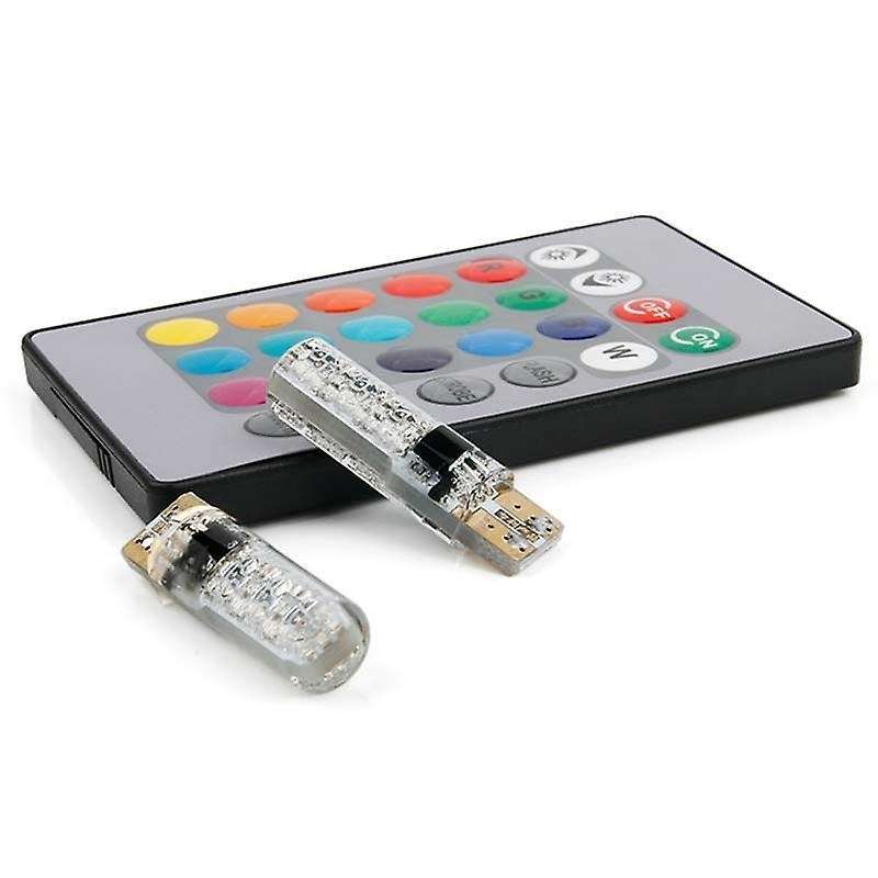 T10 5050 6smd Rgb 2 Pcs Led Multi Color Light Car Wedge Bulbs Flash