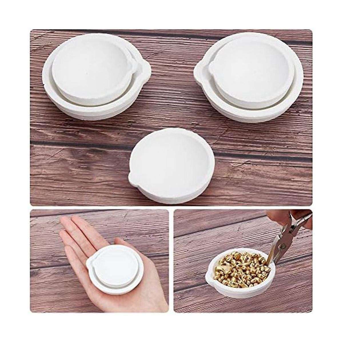5 2 Styles Ceramic Bowls Quartz Melting Plate Pot for Melting Cast Refining Metal Gold and Silver, 1