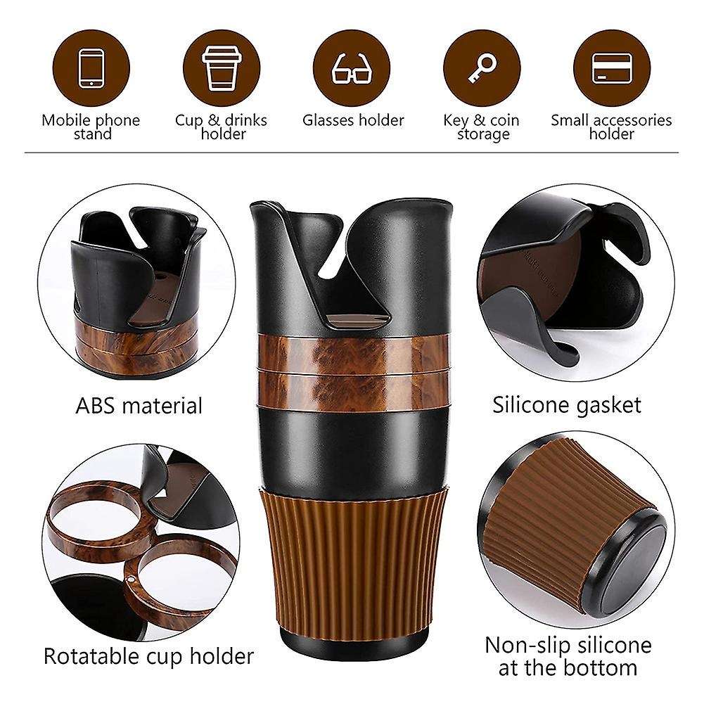 5 in 1 Multifunctional Expander Organizer Water Cup Holder 360degree Rotating Automotive Cup Holders