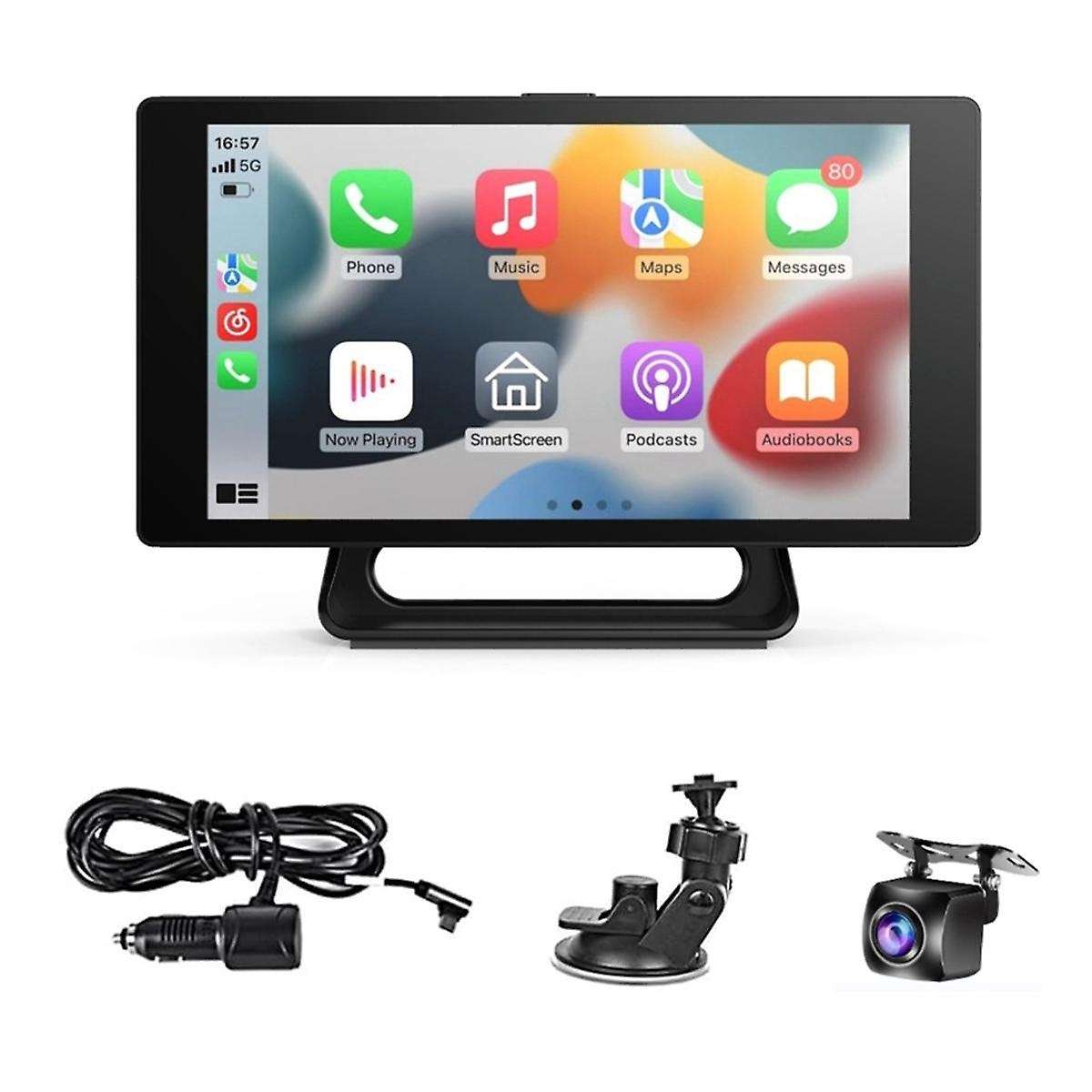 5 Inch Portable Car Radio with Dash Cam Wireless Carplay Android Auto Driving Recorder Bluetooth Fm