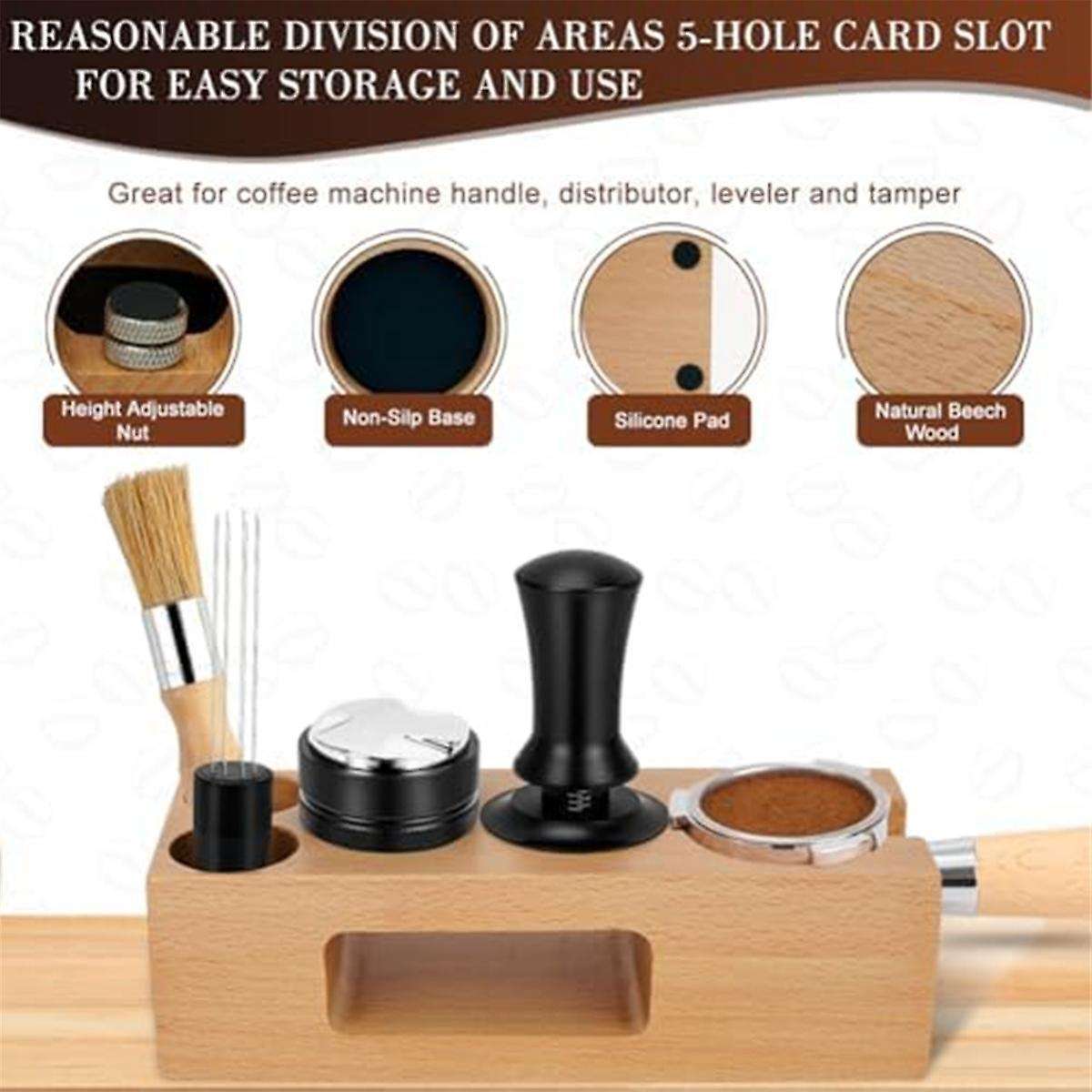 5 Pack Espresso Tamper Set Espresso Accessories Kit, with Espresso Tamper Coffee Distributor, Espre