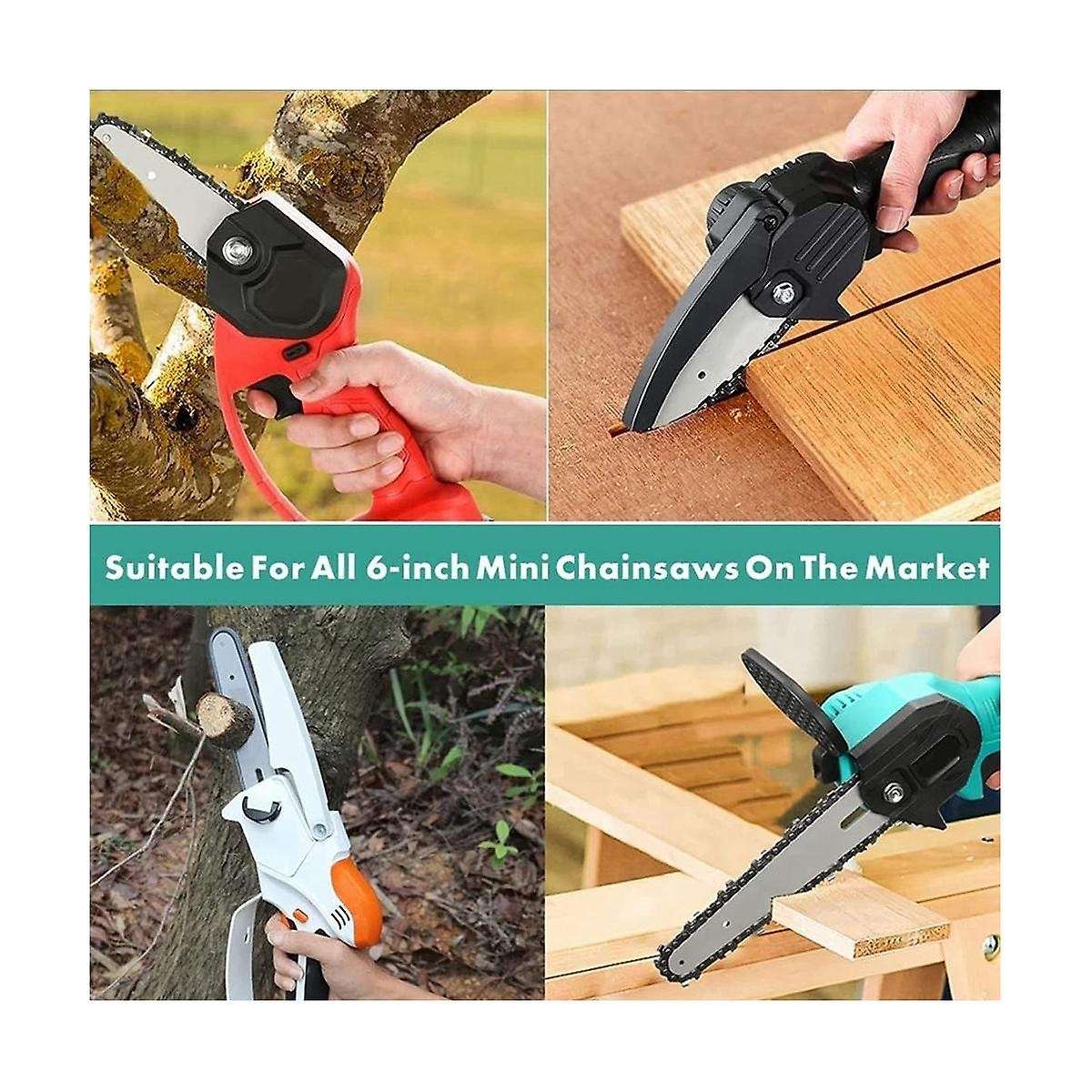 5 Pieces 6 Inch Mini Chainsaw Chain with 2 Pcs Replacement Saw Chain Bar for Cordless Electric Porta