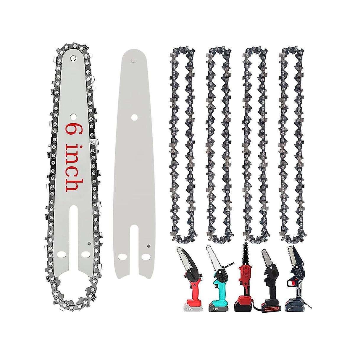 5 Pieces 6 Inch Mini Chainsaw Chain with 2 Pcs Replacement Saw Chain Bar for Cordless Electric Porta