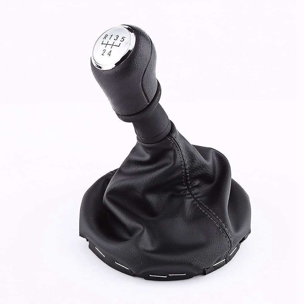 5 Speed Gear Shift Knob Manual Black Gear Shift Knob Kit Gaiter Boot Cover Leather Gear Stick Cover