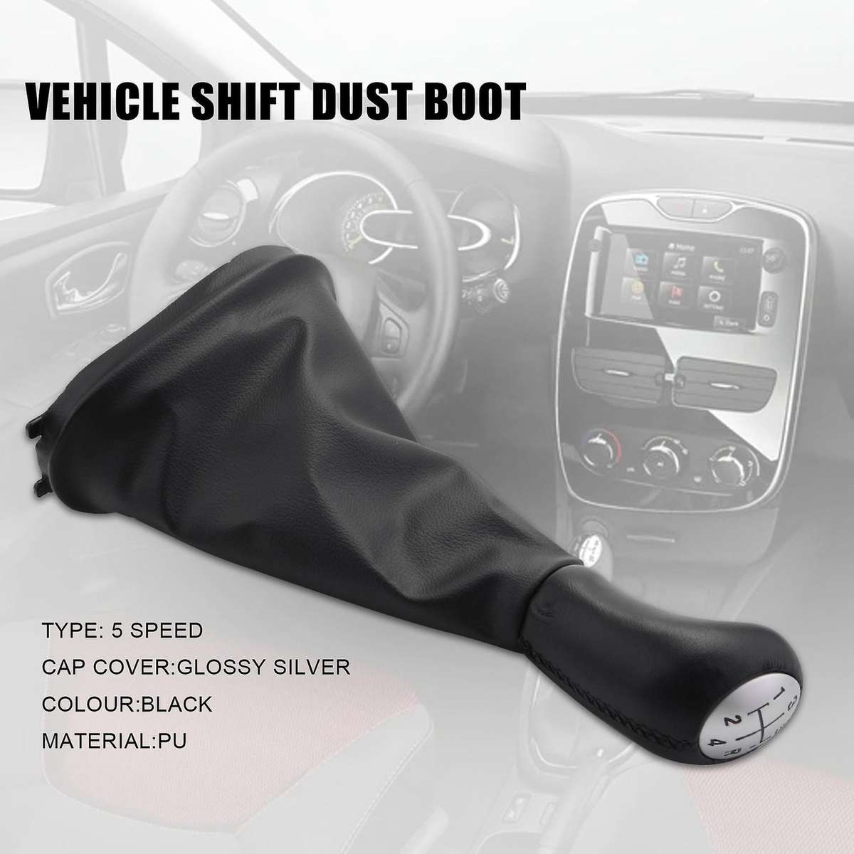 5 Speed Leather Manual Car Gear Lever Compatible Renault