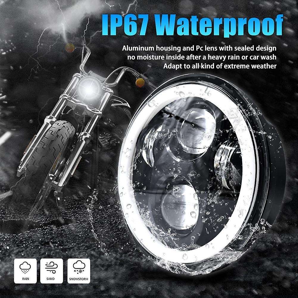 5.75 LED Headlight, 5-3/4 Motorcycle Headlight with White Halo DRL for Sportster Iron 883 Street