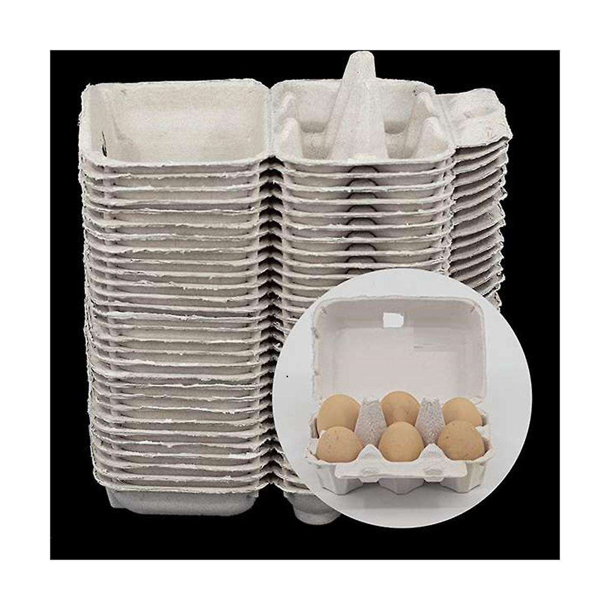 50 Pieces Paper Egg Cartons for Chicken Eggs Pulp Fiber Holder Bulk Holds 6 Count Eggs Farm Market