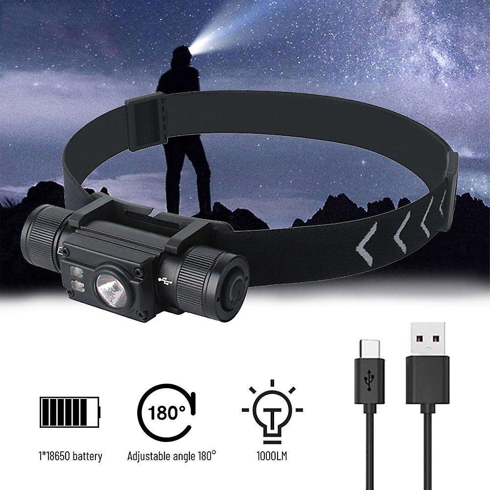 500 LED Head Light Lamp Powerful Waterproof Headlight Type-C Rechargeable 18650 Battery,Side Light W