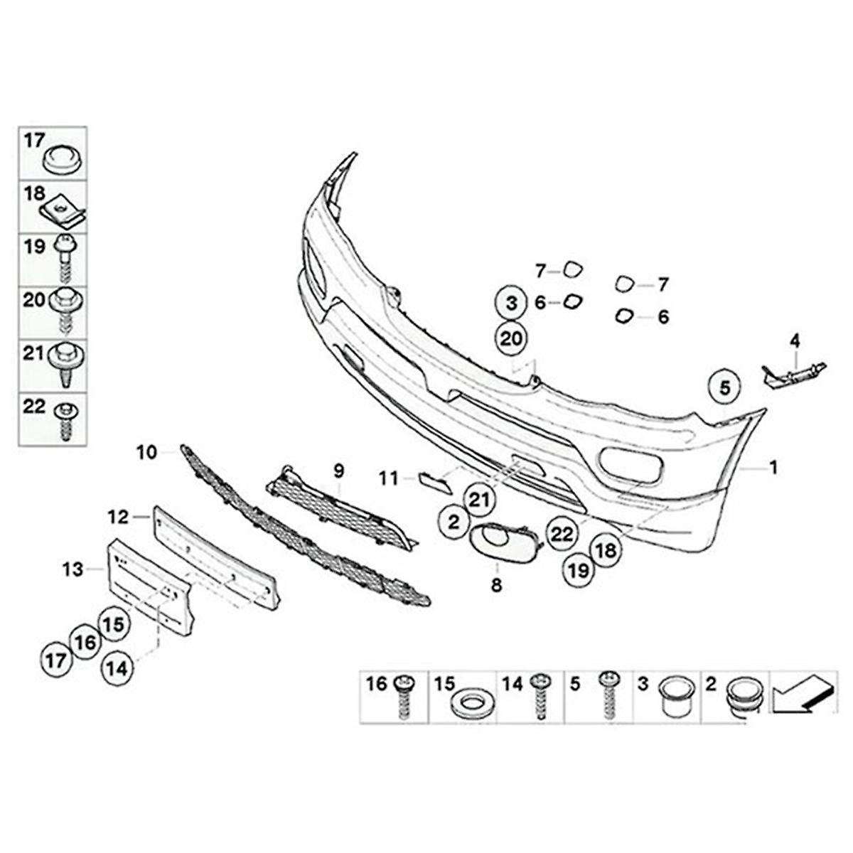 51117116667 for X5 E53 2003- 2006 1 Pair Front L & R Bumper Cover Bar Support Bracket Holder Guide 5