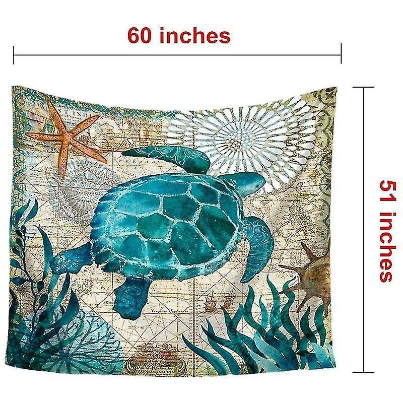 51x60 Inch Sea Turtle Tapestry Marine Life Bohemian Tapestry Wall Hanging Tapestry Wall Art Decor B