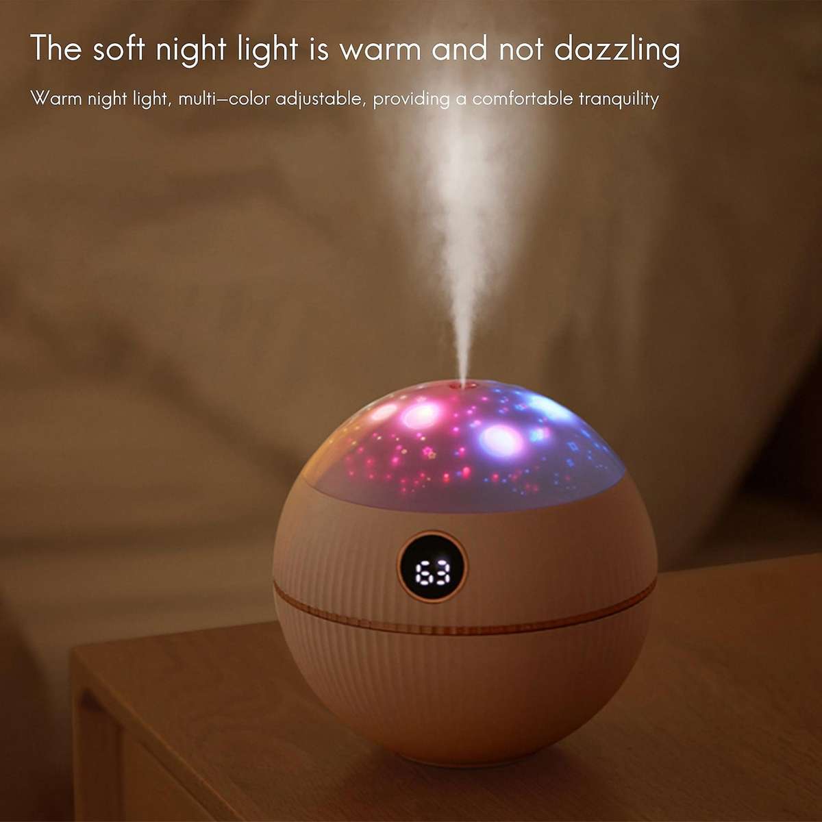 550Ml USB Air Humidifier with Projection Lamp Rechargeable 2000MAh Battery Wireless Essential Oil Di