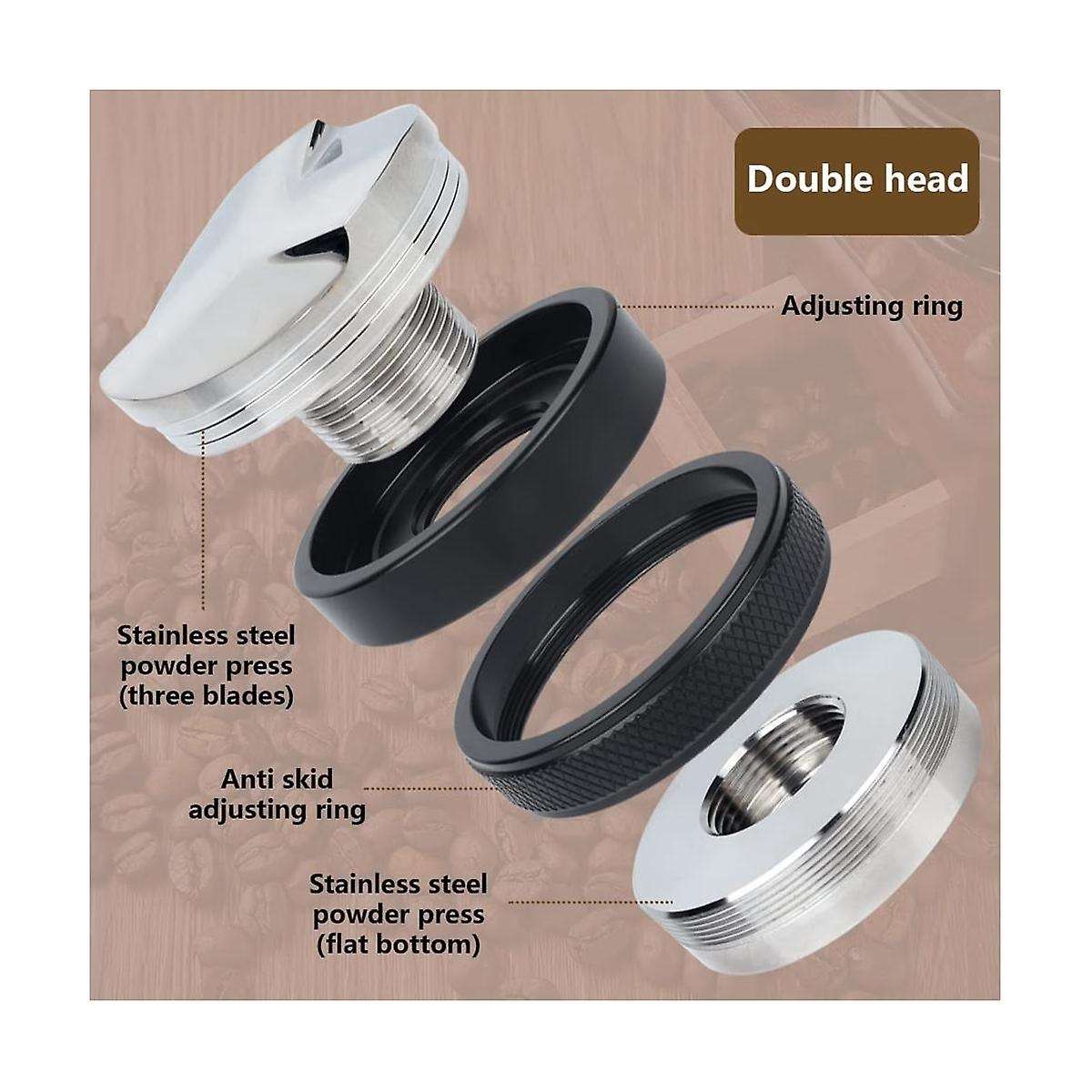 58mm 304 Stainless Steel 3 Angled Slopes and Flat Base Double Head Coffee Powder Tamper Espresso Po