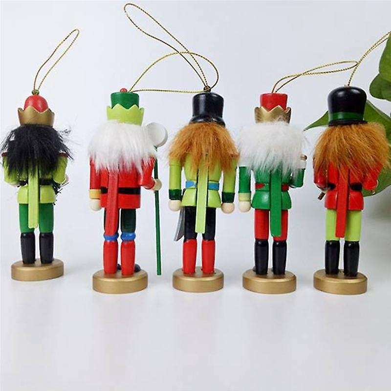 5Pcs 12cm Nutcracker Christmas Ornament Puppet Christmas Figure Ornament Desk Decoratio