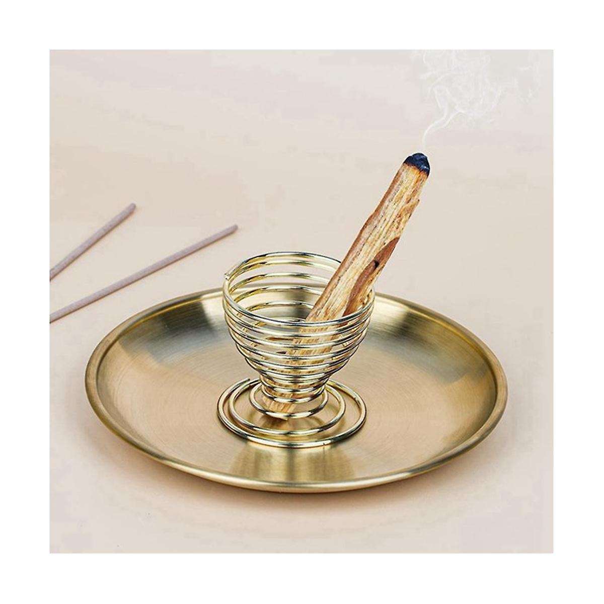 5Pcs Burner, Incense Holder for Incense Sticks/Coil Incense/Incense Cones, Brass Ash Catcher for Med