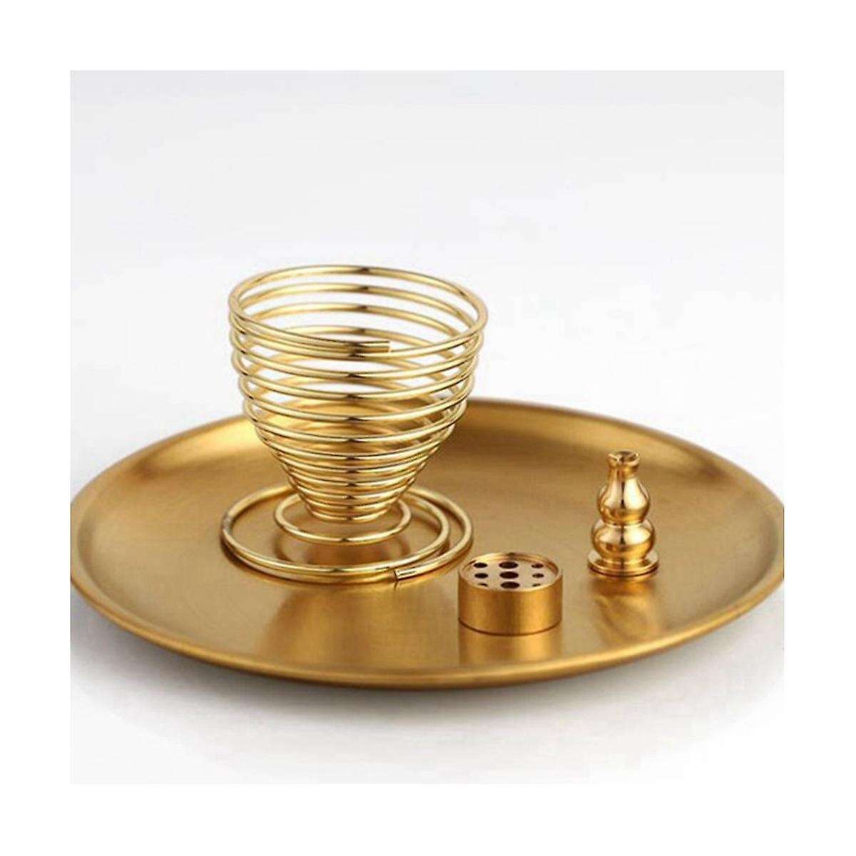 5Pcs Burner, Incense Holder for Incense Sticks/Coil Incense/Incense Cones, Brass Ash Catcher for Med