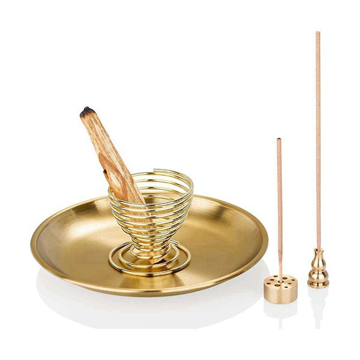 5Pcs Burner, Incense Holder for Incense Sticks/Coil Incense/Incense Cones, Brass Ash Catcher for Med