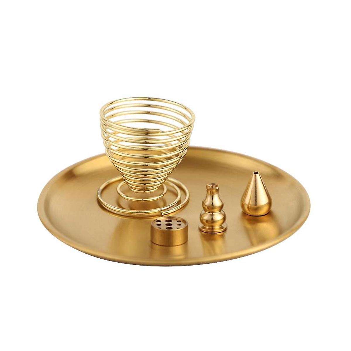 5Pcs Burner, Incense Holder for Incense Sticks/Coil Incense/Incense Cones, Brass Ash Catcher for Med