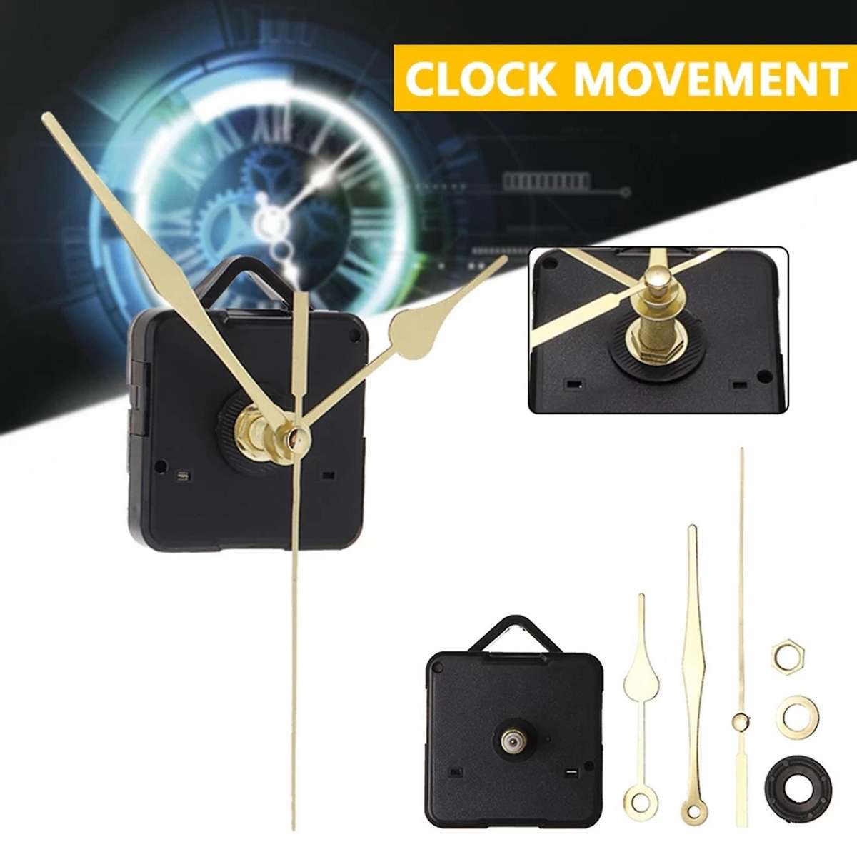 5Pcs DIY Non-Ticking Movement Hands Wall Clock Motor Kit Quartz Clock Mechanism Replacement Repair T