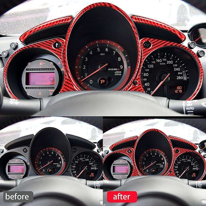 5Pcs for 370Z 2009-2020 Carbon Fiber Stickers Instrument Cluster Panel Bezel Trim Frame Car Interior