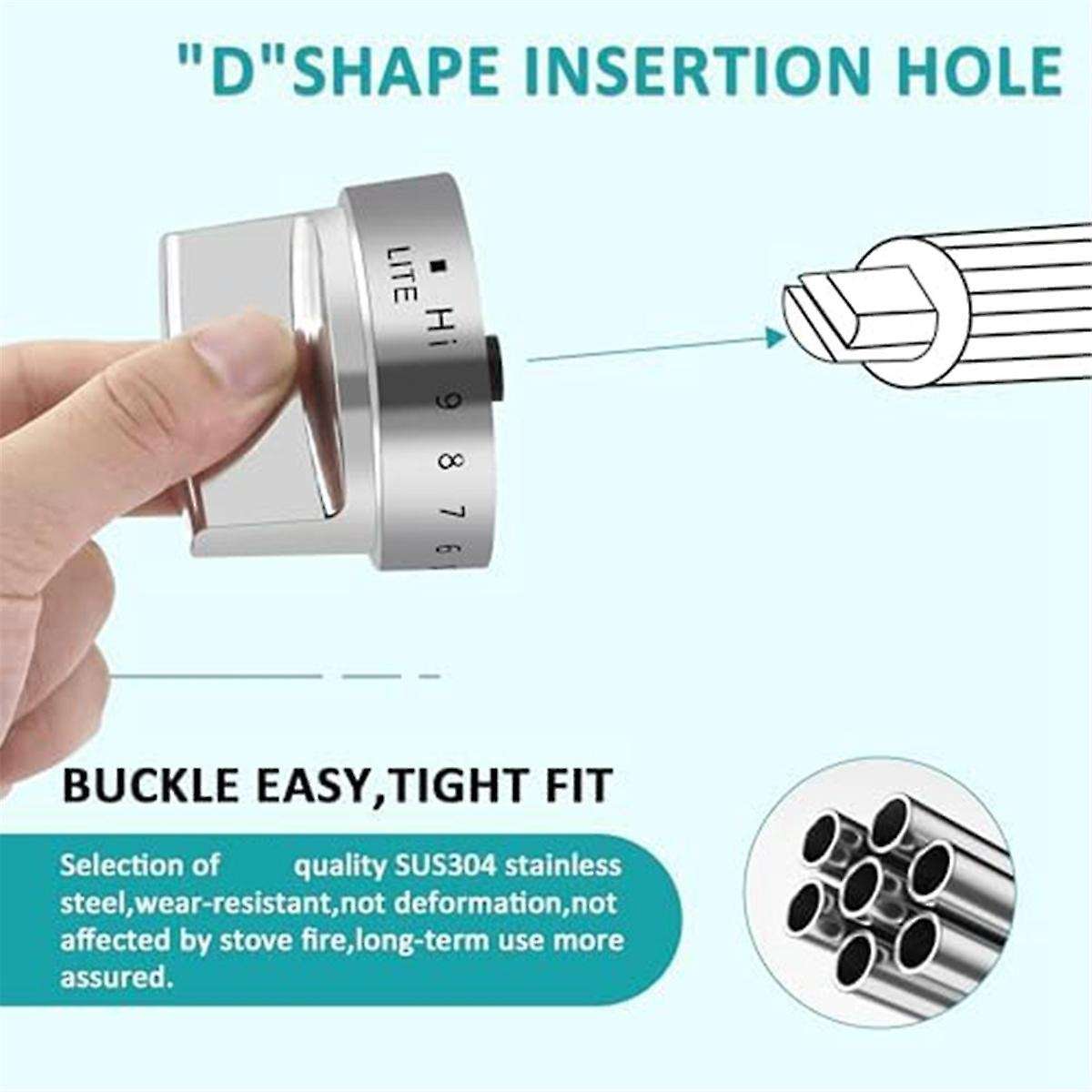 5pcs Gas Stove Knobs Replacement Wb03x24818 Compatible for Stainless Steel