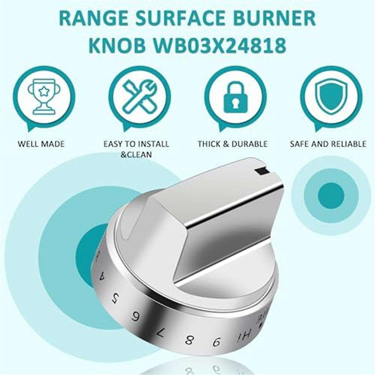 5pcs Gas Stove Knobs Replacement Wb03x24818 Compatible for Stainless Steel