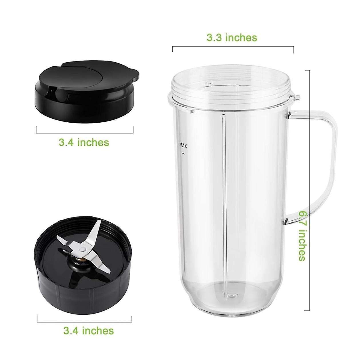 5-Piece for Blender Cups, Tall 22oz Cup with Flip-Top To-Go Lid, Blade, Blender Replacement Parts