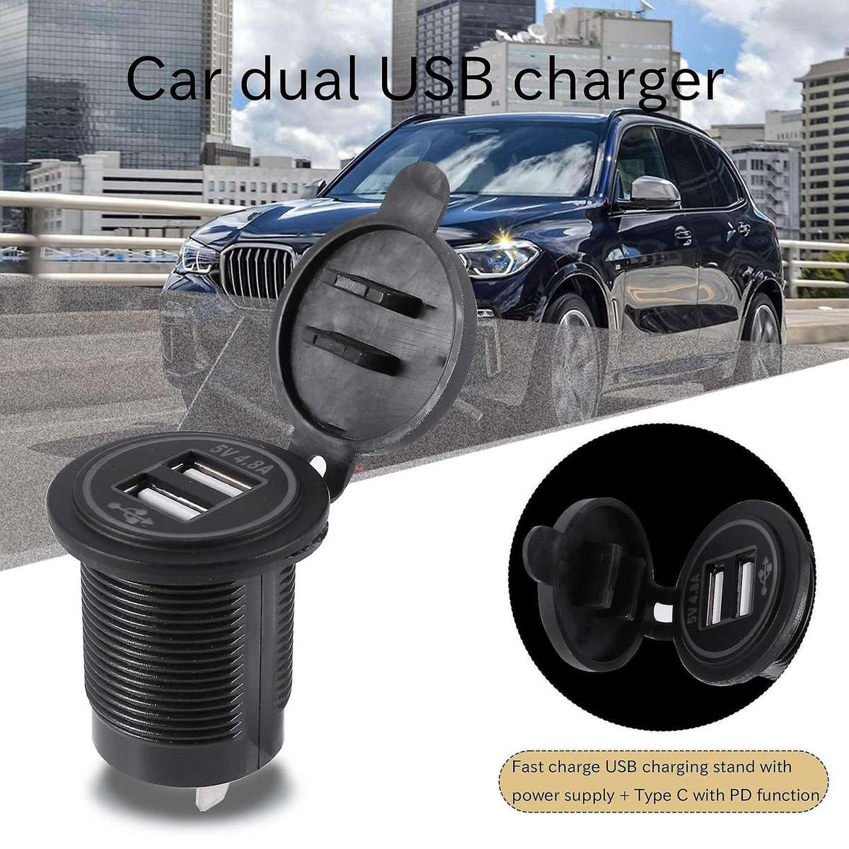 5V 4.8A Dual Usb Charger Socket Adapter Power Socket Compatible 12V 24V Car Ship Rv