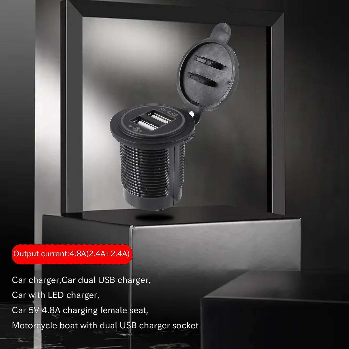 5V 4.8A Dual Usb Charger Socket Adapter Power Socket Compatible 12V 24V Car Ship Rv