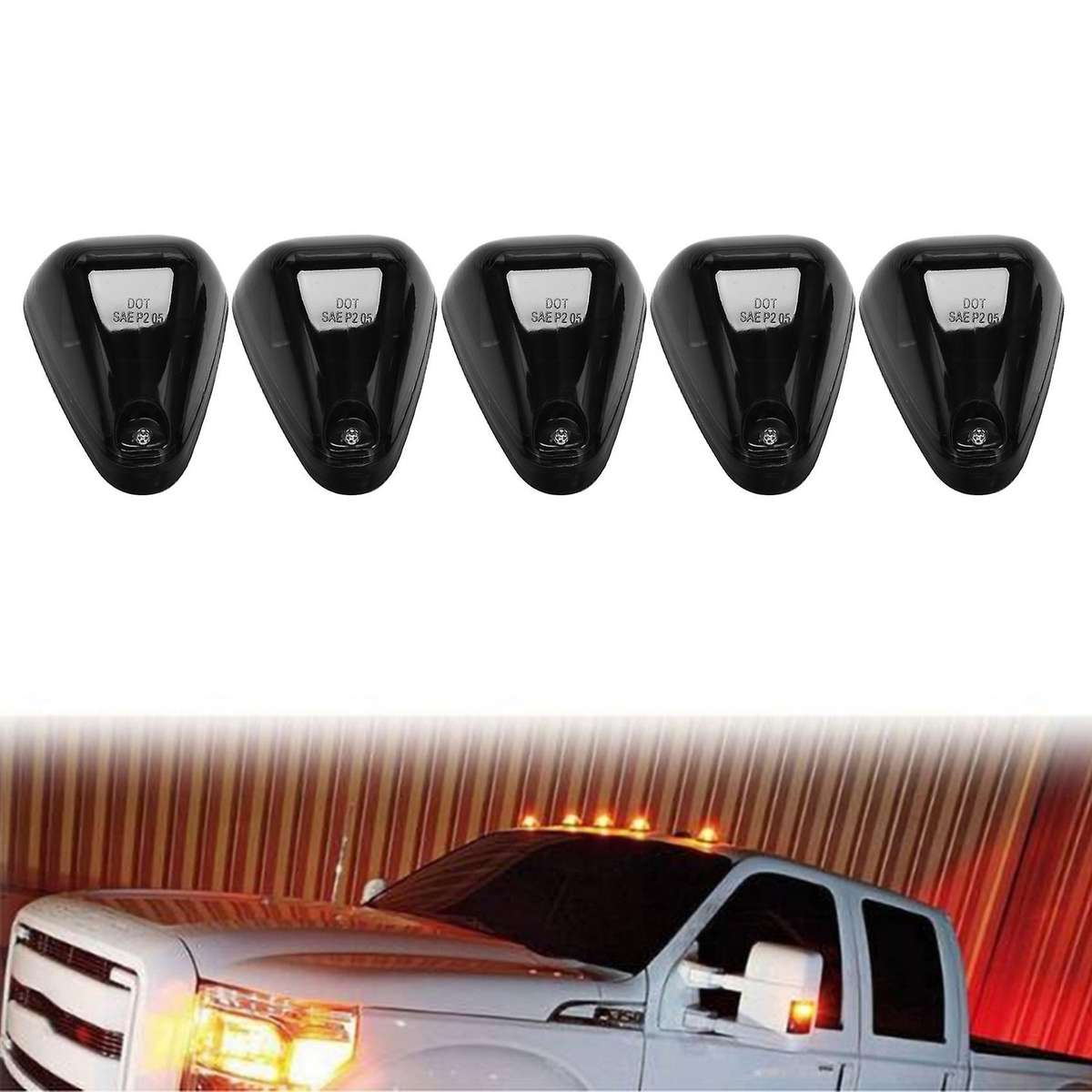 5X Cab Roof Top Marker Running Car Lights Set Lamp Lens Bulbs Signal for Truck SUV Yellow light