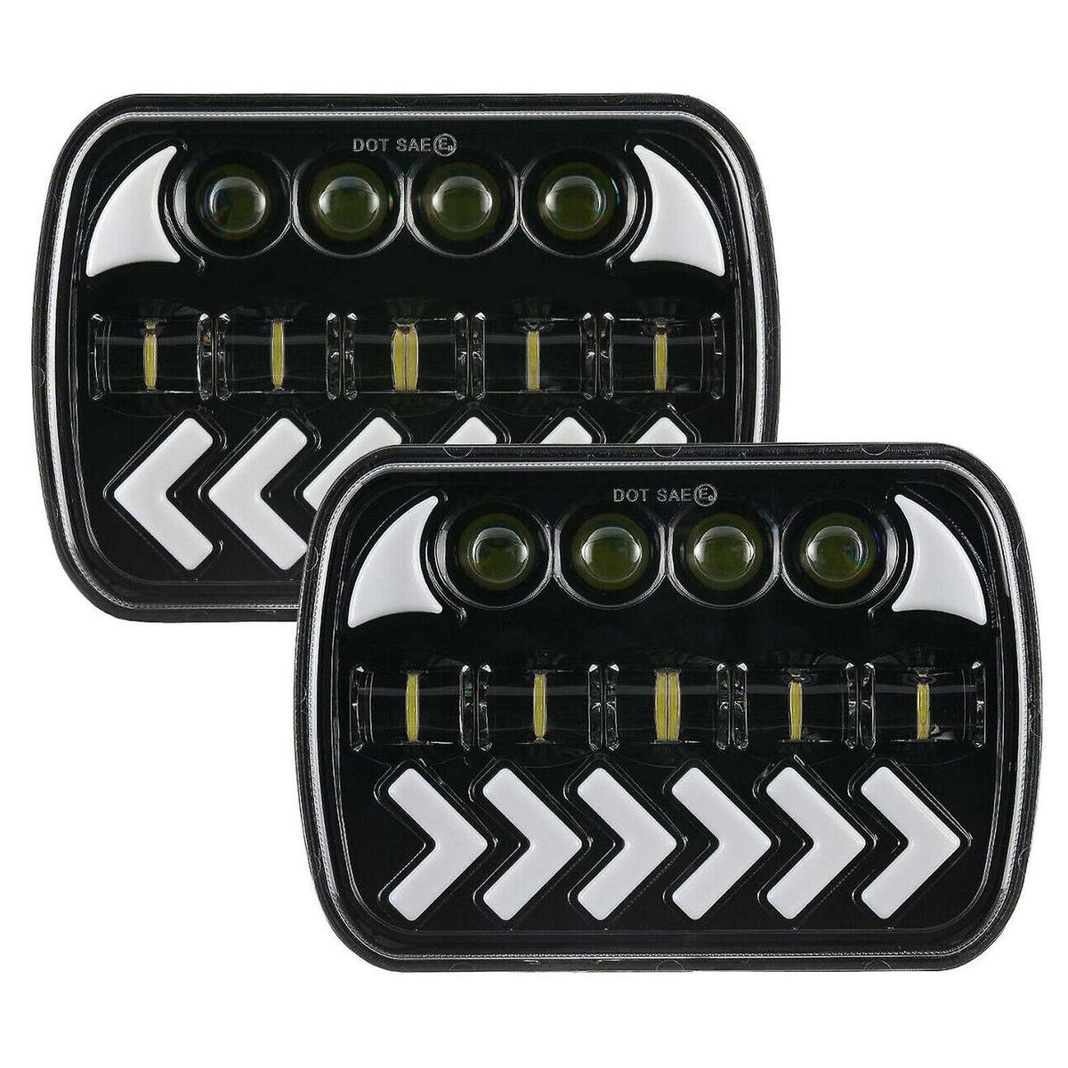 5X7 7X6 Rectangular LED Headlight 150W with High/Low Sealed Beam DRL Turn Signal is for -Steering