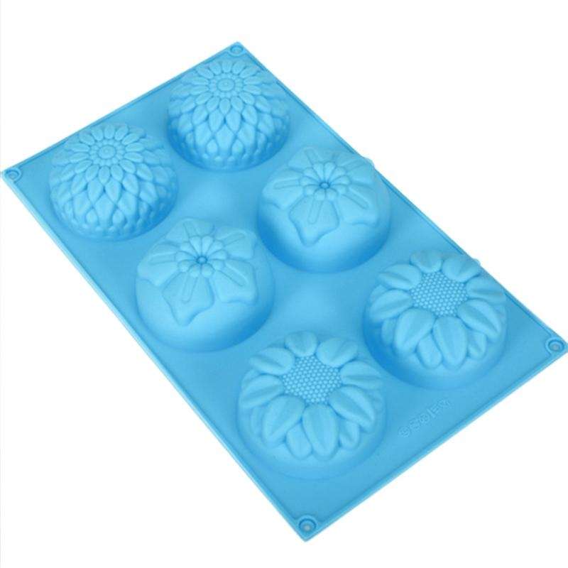 6 Cavities Sunflower Muffin Cups Cupcake Pans Silicone Cake Baking Mold Craft Art Handmade Soap Mol